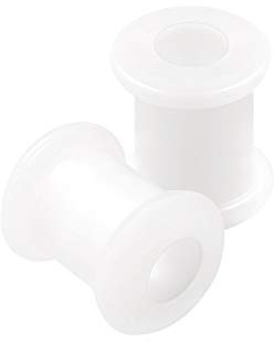 KJM FASHION 2 Stück Flesh Tunnel Piercing Silikon Weiss