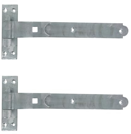 Merriway BH06863 (2 Pcs) Gate Hinges Heavy Duty Hook and Band Cranked Necked Galvanised 300mm (12 Inch) - Pack of 2 Pieces