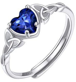 ChicSilver Ring 925 Silber Damen Verstellbar Ring mit Zirkonia Silberring Damen Herz Geburtsstein Ring mit Keltischer Knot Eheringe Verlobungsring Engagement Ringe Schmuck für Geburtstag Valentinstag