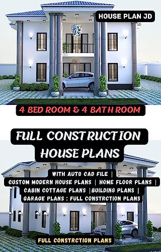 4 Bed room & 4 Bath room Full Construction House Plans With AUTO CAD File | Custom Modern House plans | Home Floor plans | Cabin Cottage plans | Building plans | Garage plans : Full Constrction Plans