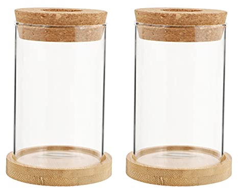 Angoily 2Pcs Glas Pflanzer Hydro Vase mit Holz Deckel Pflanzer Birne Glas Vase Propogation Station für Hydrokultur Pflanzen Home Büro Garten Dekoration