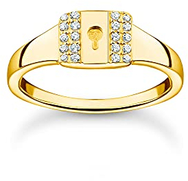 THOMAS SABO Damen Ring Gold Schloss weiße Steine925 Sterlingsilber TR2372-414-14