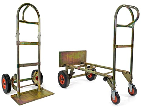 Forest Master Zero Pro Sackkarre, hochwertig, 500 kg, kann leicht zwischen Trolley und Sackkarre umgebaut Werden, reduziert, hochklappbar, pannensichere Vollreifen, Gold