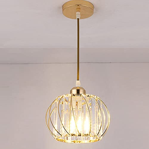 Mengjay Moderne Style Kristall Pendelleuchte und Lampenschirm, Golden aus Kristall-Metall, Elegante Kronleuchter für Wohnzimmer und Schlafzimmer