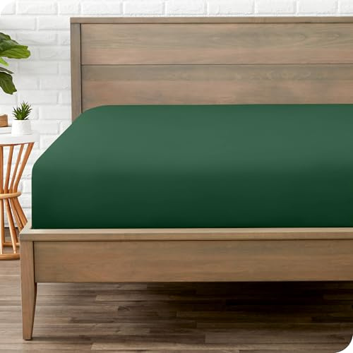 Bare Home Fitted Bottom Sheet King Size - Premium 1800 Ultra-Soft Microfibre Sheet - Wrinkle Free - Deep Pocket - 38 CM/15 IN Deep - King Fitted Sheet (King, Forest Green)