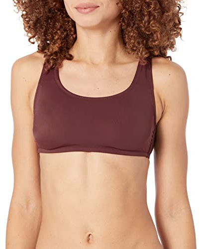 Amazon Essentials Damen Bauchfreies Schwimmoberteil mit U-Ausschnitt, Tiefbraun, 44