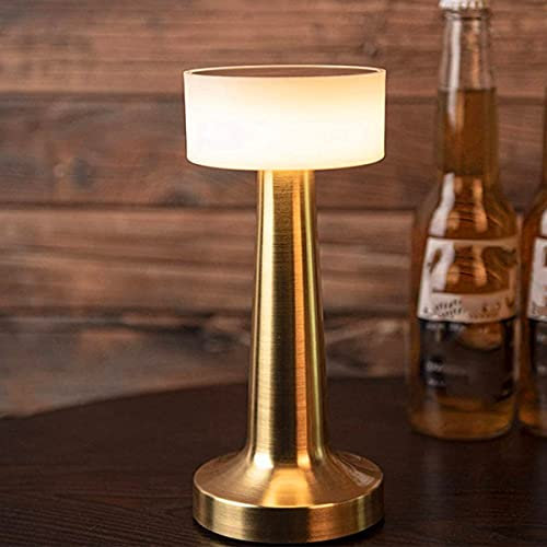 Caffney Cordless Table Lamp USB Rechargeable LED Table Light Warm White Bar Metal Desk Lamp Eye Protection Reading Lamp 3-Levels Touch Dimming Nightstand Bedside Light Night Light for Bedroom Outdoor