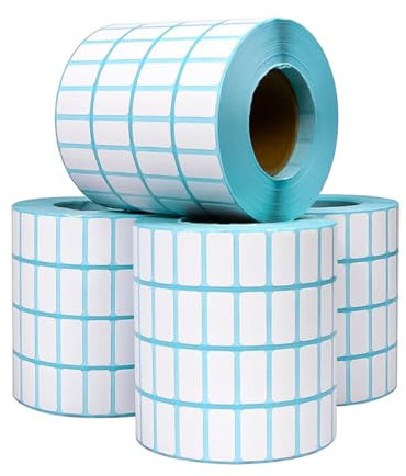 Set mit 4 NUZAMAS 20 x 10 mm Thermopapier-Aufklebern, insgesamt 40000 leere Aufkleber, 4 Reihen, kratzfest, wasserfest, ölbeständig, selbstklebende Etiketten für Thermo-Etikettendrucker