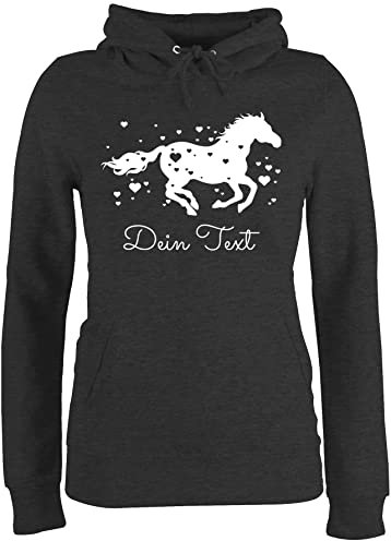Pullover Damen Hoodie Frauen - Pferde - Pferd Dein Name Wunschtext Text - M - Anthrazit meliert - pulli pferden voltigier hoddys personalisieren pferdemotiv voltigieren hoodies mädchen