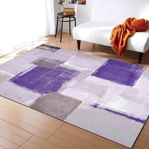 Lila Graue Farbe Graffiti Abstrakte Textur Teppiche Gegend, Ölgemälde Abstrakt Kurzflor Teppiche für Teppich Wohnzimmer Teetisch Sofa Bodenmatte Schlafzimmer Nachttisch Teppich 160 x 230cm