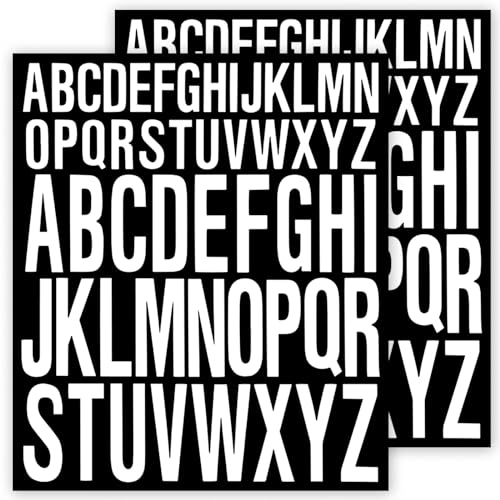 2 Blatt Selbstklebende Buchstaben Aufkleber Klebebuchstaben Groß zum Aufkleben Scrapbook Wasserfeste Vinyl Alphabet für Basteln im Freien Schilder Poster Briefkasten Fenster und Auto (Weiß)