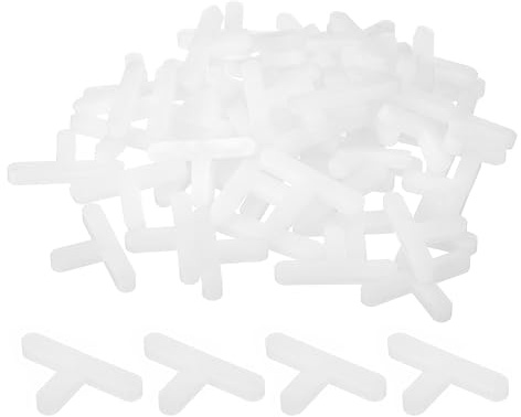 sourcing map Abstandshalter für Wand-, Bodenfliesen, Kunststoff, T-Form, Fliesen-Werkzeuge, 4 mm, für Keramikfliesen, Weiß, 100 Stück