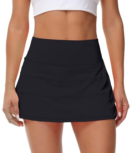 MCEDAR Pleated Tennis Skirt for Women with Pockets Women's High Waisted Athletic Golf Skorts Skirts for Running Workout Shorts（Black，4）