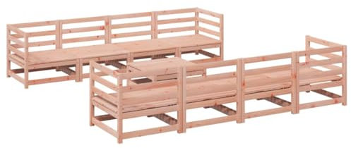 vidaXL Garten Sofa Garnitur 9-TLG., Gartenmöbel Set Latten-Design, Sitzgruppe für Garten Terrasse, Modular Gartensofa Lounge, Massivholz Douglasie