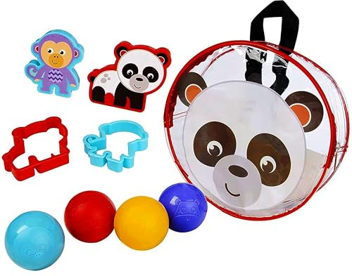 HOVUK Panda Print Dough Dots Backpack Toy Set, 9Pcs Arts & Crafts Kit with Clay, Animal & Classic Cutters, Press & Roll Tools for Kids 3+ Years – BPA-Free Creative Play Set