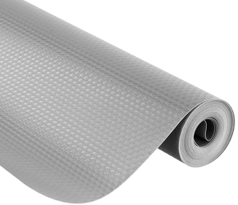 QWORK® Tappetino per Cassetti 45 x 500 cm, Tappetino Cassetti Cucina Eva Antiscivolo, Tappetino Armadio Impermeabile con Pois Grigio Scuro, Rivestimento Cassetti per Armadi