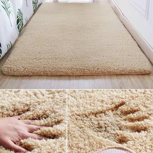 Jyswx Alfombra Grande de Habitacion de Lana de Cordero - Alfombra Antideslizante y Lavable para Sala, Dormitorio y Estar - Alfombra Moderna y Suave, Color: Beige, Tamaño: 200x300cm