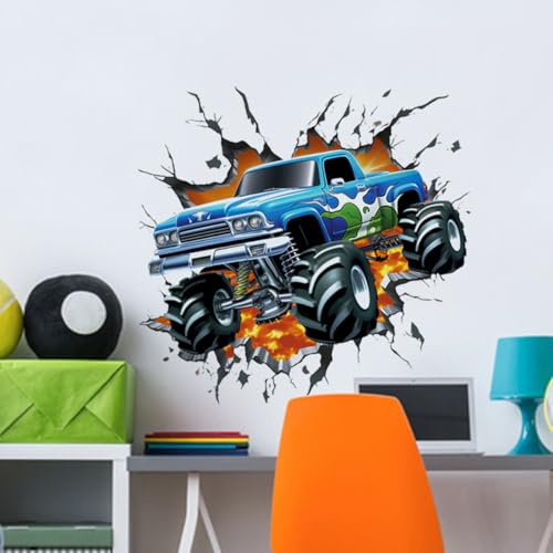 Purekay Wandtattoo 2 Stück Autos Junge 3D Wandaufkleber Rennauto Auto Fahrzeuge Wandsticker Wanddeko für Kinderzimmer Jungen Babyzimmer Spielzimmer