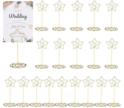 Table Number Holders, 20 PCS Place Card Holder 3.35 IN Table Number Stands | Star-Shaped Wedding Table Number Holder for Party Graduation Home Restaurant Centerpiece Decor