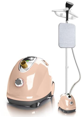 VERVELINK Plancha de Vapor Vertical para Telas y Ropa, Centro Planchado Vapor Vertical 2000W, 90 ° Vertical / 180 ° Horizontal 2 métodos de Planchado con Tabla de Planchar, 10 Niveles de Ajuste,Khaki