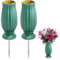 Vasi per cimitero, 2 pezzi, con picchetto, vaso per fossa, cimitero, resistente al gelo, vaso per sepoltura in plastica, con punte in metallo, vasi per tomba, cimitero per raccogliere mazzi di fiori