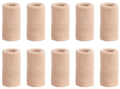10 PCS Finger Compression Sleeves – Breathable Finger Protectors & Thumb Protector Bandages – Ideal Fingers Bandage Support for Trigger Fingers, Sports & Daily Use (Nude)