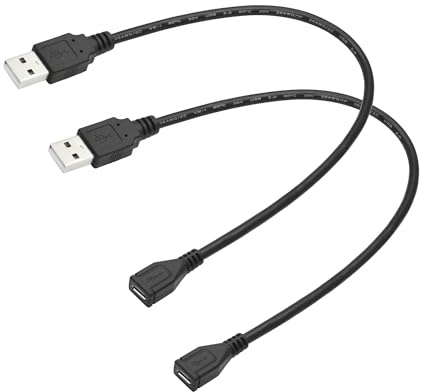 Riertostng 2 Pcs Micro USB Extension Cable 1FT, USB A Male to Micro USB Female Charging and Data Synchronization Cable, for Phone, Tablet, MP3 Extension and More