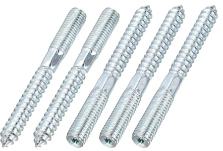 QUARKZMAN M10 Boulons À Tige Filetée Double, Longueur 3.54(90mm) Boulons À Tige Filetée Double 0.39(10mm) Vis À Bois Auto-Taraudeuse Pour Assemblage Joint Meuble Bois, Lot De 5