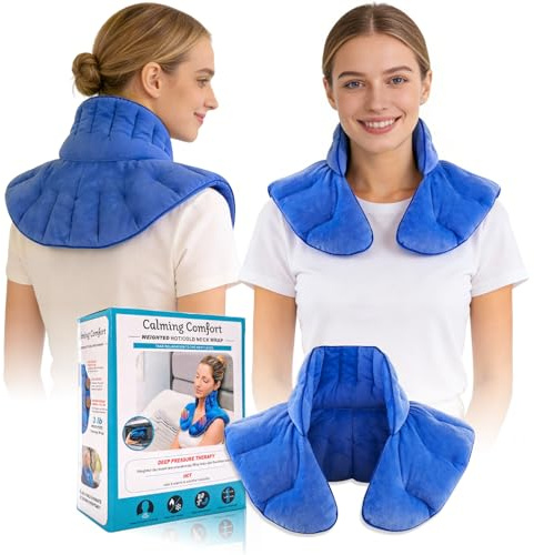 Körnerkissen Nacken Schulter Mikrowelle, 1.2kg Gewichtetes Wärmekissen Nacken, Warmes weiches Material, Lindert Nacken- und Schulterschmerzen (Blau)
