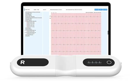 Checkme 72 Stunden EKG Gerät mit AI-EKG Analysebericht für Zuhause, Brustgurt EKG Monitor Unterstützung für PC Software, mit 10 Standard-Elektrodenpads