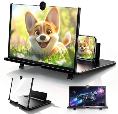 SKJJM Amplificador de Pantalla para Movil, 16 Pulgadas HD Lupa para Móvil, Lupa para Teléfono Inteligente 3D HD, Anti-Azul, Plegable, para Ver Vídeos de Películas en Todos los Smartphones