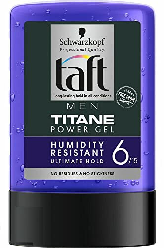 Schwarzkopf - Taft - Gel Tube Coiffant Lot de 6 - Gel Titane - Résistance Humidité - Fixation Forte - Doux sur les cheveux - Tenue longue durée - Sans Effet Collant - Formule Provitamine B5-6x300 ml