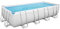 Bestway Power Steel Frame Pool Komplett-Set mit Sandfilteranlage 488 x 244 x 122 cm, lichtgrau, eckig
