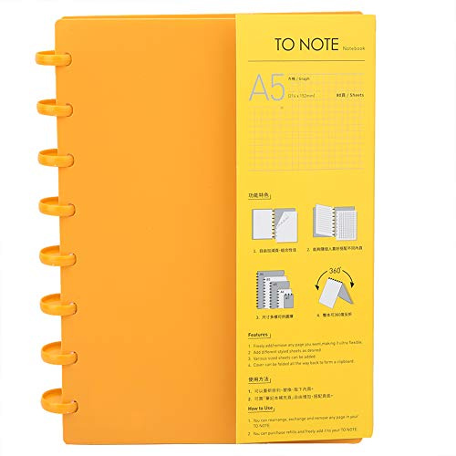 Loose Leaf Journal Notebook tragbare A5 Spiralblock Binder nachfüllbar Briefpapier Notebook Office Schulbedarf(Orange Block)