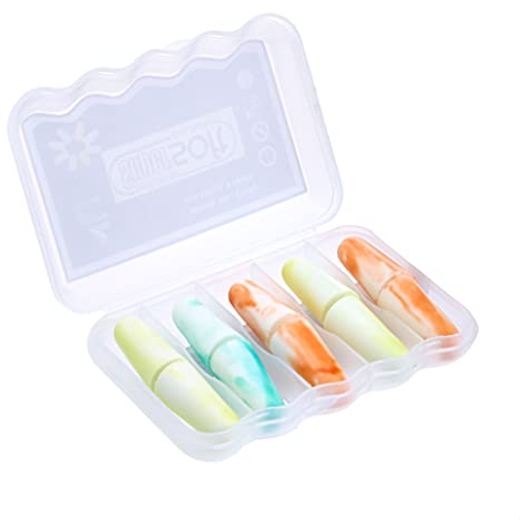 Kinbontop, tappi per le orecchie in spugna morbida, SNR di 38 dB, riduzione del rumore, protezione per l'udito ,colori assortiti, confezione da 5