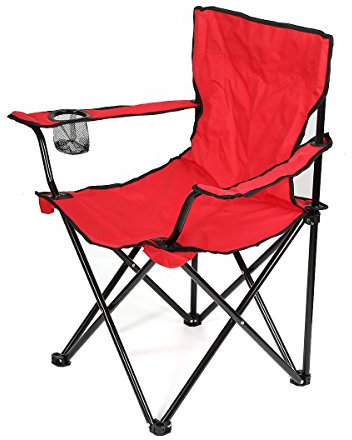 Chaises Pliantes, Chaise de Camping avec Porte-Boisson, Fauteuils metteur en scène Pliable, Chaise de pêche, env. 50 × 50 cm, Charge Max. 130 kg (Rouge)