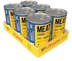 JOSERA Meat Lovers Menu Canard & Potiron (6 x 400 g) | Adulte | Pâtée Premium pour Chiens Adultes | Riche en Viande (65%) | sans blé | Nourriture Humide pour Chien | Pack de 6