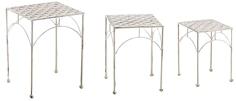 Kobolo Blumenhocker Pflanzenständer -3er Set- Dekoständer - Antik Cream