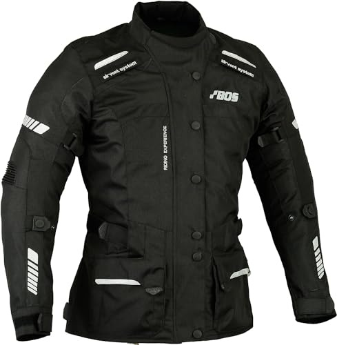 BOSmoto Motorradjacke mit Protektoren Motorrad Jacke Damen Textiljacke Moto, Tourer, Ganzjährig, Polyester (M, Jacke), 8756-6066-blk-05-2-22