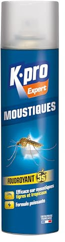 K.PRO EXPERT - Spray Aérosol Anti Moustiques dont Moustiques Tigres et Tropicaux - Action Immédiate - Formule Ultra Puissante - Technique Professionnelle - 400ml