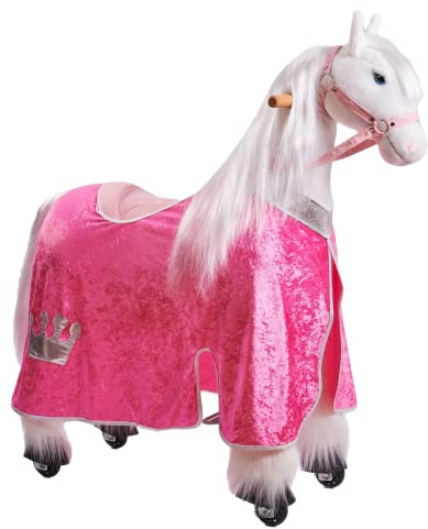 Ponnie Schabracke mechanisches Pferd Rosa, Holzpferd Zubehör
