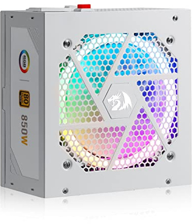 Redragon RGPS-850W 80+ Gold 850 Watt Power Supply w/Upgraded ATX 3.1 & PCIe 5.1 Fully Modular, 12VHPWR Cable Included, 100% Japanese Capacitors, Smart ECO Low Noise RGB Fan, Compact 160mm Size