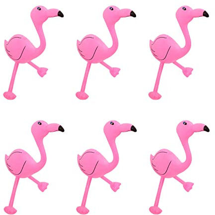 Quickdraw 6 x Inflatable Flamingo Large Pink 64cm Blow up Safari Jungle Party Decorations Pool Toy Novelty Prop Flamingos Accessory