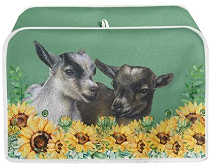 STUOARTE Sheep with Sunflower Toaster Cover 2 Slice,Quilted Cute Toaster Covers Bread Maker Cover,Kitchen Small Appliance Covers,Microwave Toaster Oven Cover for Most Standard 2 Slice Toasters