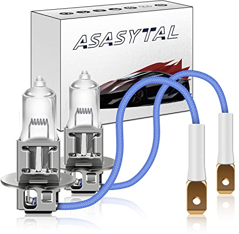Asasytal H3 24V 70W Halogenlampen, 3000 K gelber superheller Scheinwerfer erneuern, Ersetzen Sie die Scheinwerferlampe für LKW, 24-V-System-Schwerlastfahrzeuge und die Nebelscheinwerferlampe, 2 Stücke
