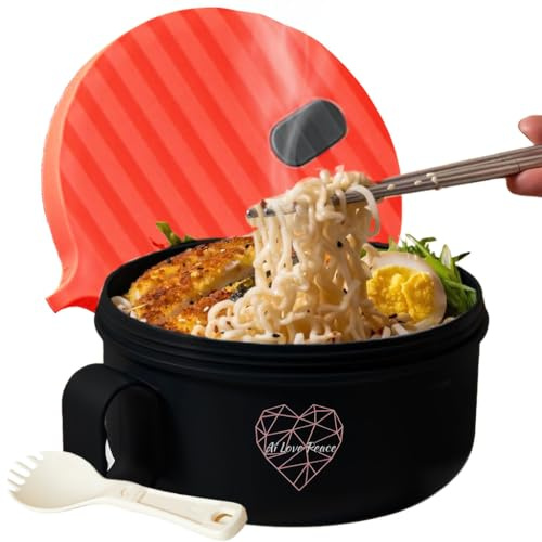 AI LOVE PEACE Microwaveable Ramen Noodle Bowl Cooker 40oz for Ramen, Rice, Pho, Soup, and Pasta, Dishwasher Safe and Portable, Ideal for Home, Office, Dorm, or Gift (Red)