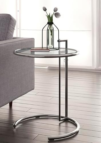 ZStyle Couchtisch Nachttisch Eileen Gray verstellbare Höhe Bett Stahl Chrom Glas Kristall