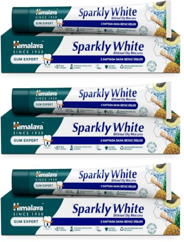 Himalaya Funkelndes Weiß Kaugummi-Experte Kräuter-Zahnpasta, Minze, 75 ml (Packung mit 3)