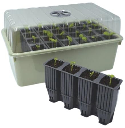 Garland 28 Cell Deep-Root Success Kit – 12 cm Deep Root Trainer Seed Tray & Ventilated Propagator Lid – Split-Cell Design for Beans, Sweet Peas, Vegetables & Cuttings, Recycled UK Plastic Set of 1