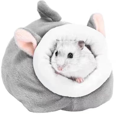 Luckious Hamster Bed - Soft and Cozy Small Animal Bedding Sleeping Retreat for Hamsters, Hedgehogs, Guinea Pigs, Cute and Warm Hamster House (Grey)